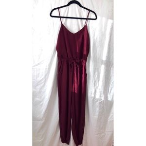 maroon sleeveless jumpsuit